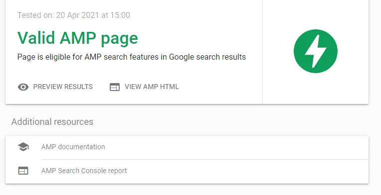 amp page test